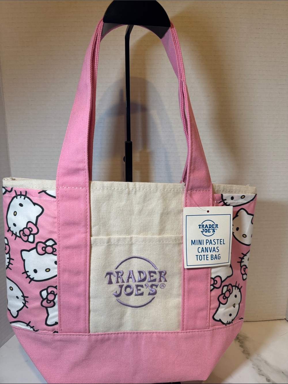 New Trader Joe’s Mini Canvas Tote Bag - Customize with side pockets Hello Kitty